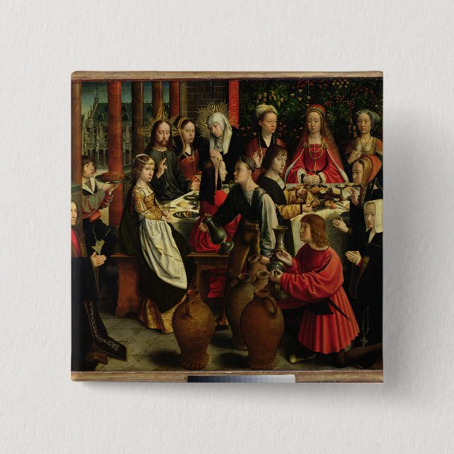 Badge Carré 5 Cm Le festin de mariage chez Cana, c.1500-03 (Devant)