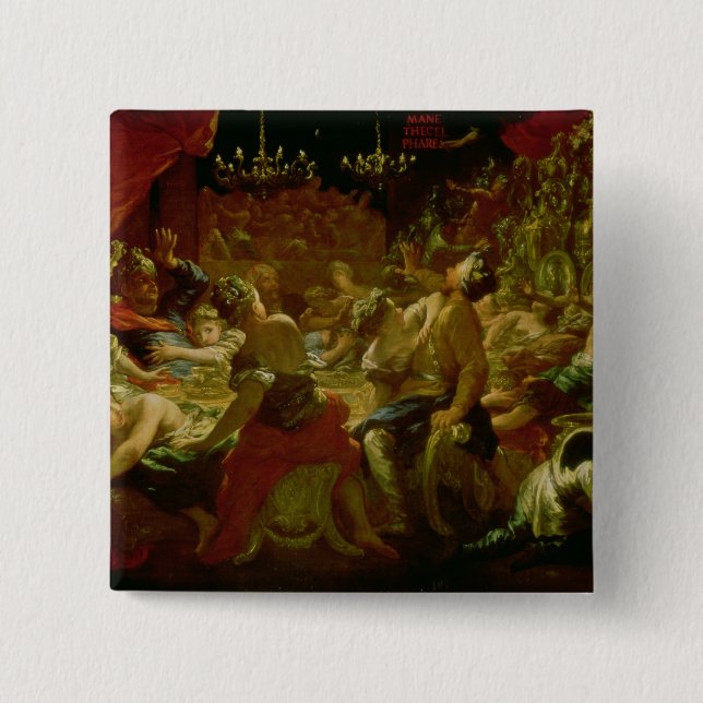 Badge Carré 5 Cm Le festin du Belshazzar (Devant)