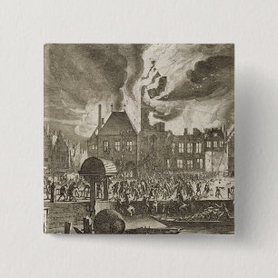 Badge Carré 5 Cm Le feu à vieux hôtel de ville, le 17 juillet 165
