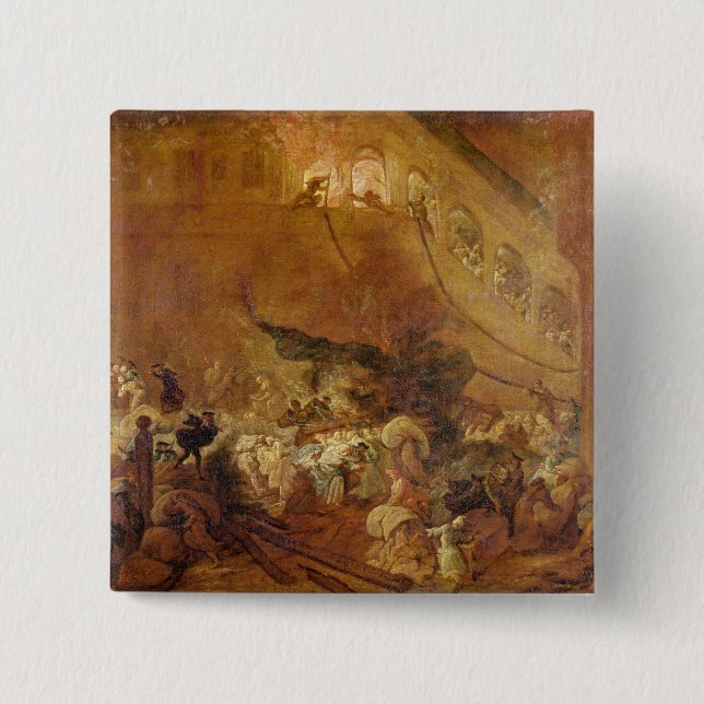 Badge Carré 5 Cm Le feu au DES Comptes de Chambre (Devant)