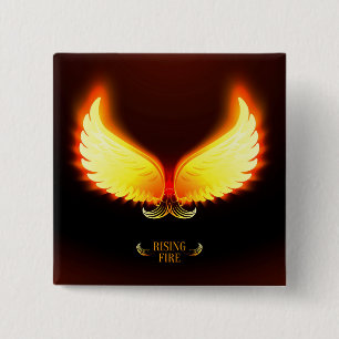 Badge Carré 5 Cm Le feu en hausse - ailes de Phoenix