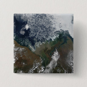 Badge Carré 5 Cm Le fleuve Mackenzie vide dans la baie du Mackenzie