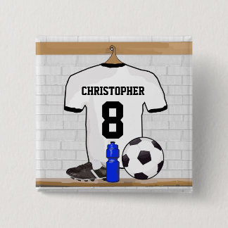 Badge Carré 5 Cm Le football Jersey noir blanc personnalisé du