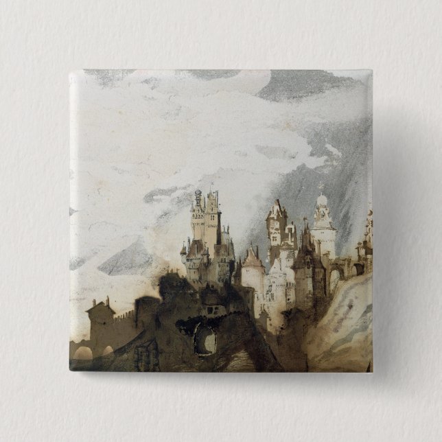 Badge Carré 5 Cm Le Gai Chateau (Devant)