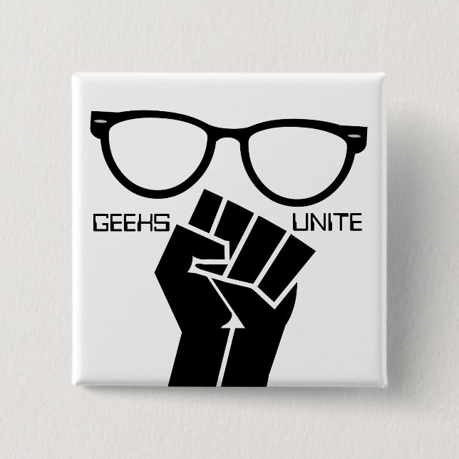 Badge Carré 5 Cm Le geeks unit ! Bouton (Devant)