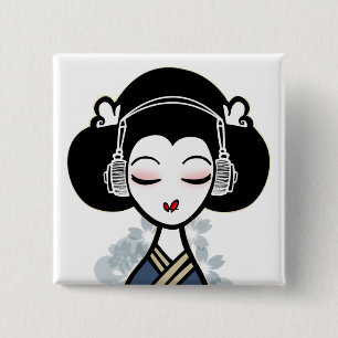 Badge Carré 5 Cm le geisha bat le bouton
