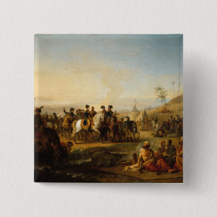 Badge Carré 5 Cm Le Général Bonaparte visitant les fontaines de