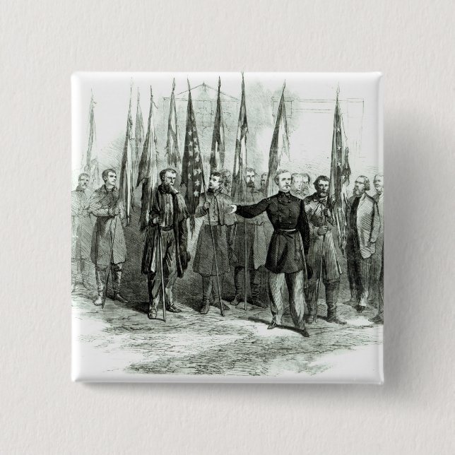 Badge Carré 5 Cm Le Général Custer (Devant)