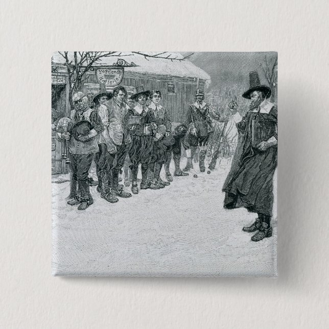 Badge Carré 5 Cm Le gouverneur de puritain (Devant)
