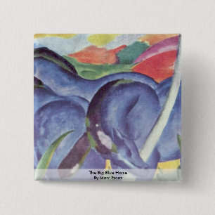 Badge Carré 5 Cm Le grand cheval bleu par Marc Franz