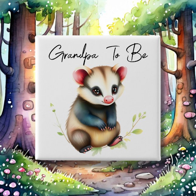 Badge Carré 5 Cm Le Grand-Père De Possum Woodland À Être Baby showe (Créateur téléchargé)