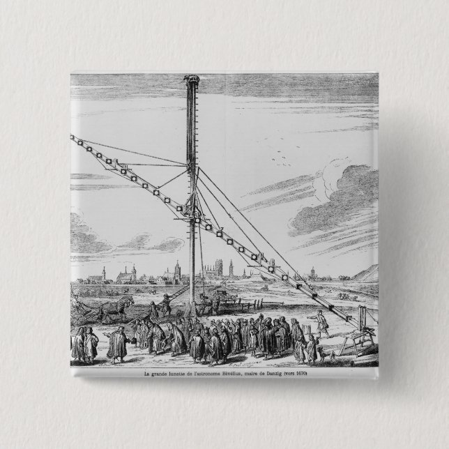 Badge Carré 5 Cm Le grand télescope astronomique (Devant)