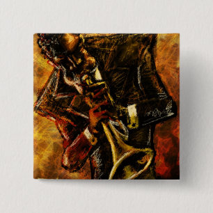 Badge Carré 5 Cm Le jazz fonctionne le bouton