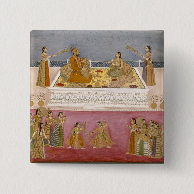 Badge Carré 5 Cm Le jeune empereur de Mughal Muhammad Shah à un (Devant)