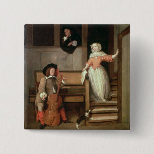 Badge Carré 5 Cm Le joueur de violoncelle, c.1700 (huile sur la