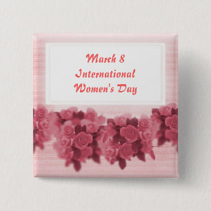 Badge Carré 5 Cm Le jour des femmes internationales de roses