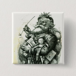 Badge Carré 5 Cm Le joyeux vieux père noël