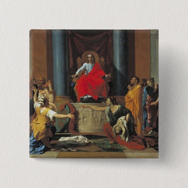 Badge Carré 5 Cm Le jugement de Solomon, 1649 (Devant)