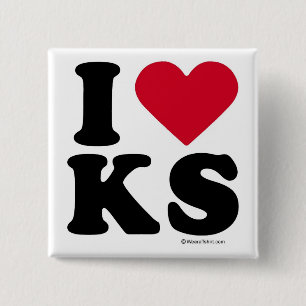 BADGE CARRÉ 5 CM LE KENTUCKY - AMOUR KS D'I - AMOUR LE KANSAS D'I