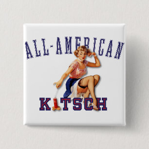 Badge Carré 5 Cm Le kitsch Bitsch : Kitsch cent pour cent américai