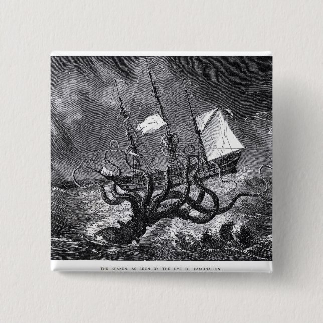 Badge Carré 5 Cm Le Kraken (Devant)