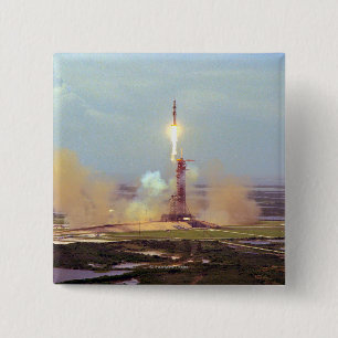 Badge Carré 5 Cm Le lancement de Saturn IB de projet d'essai