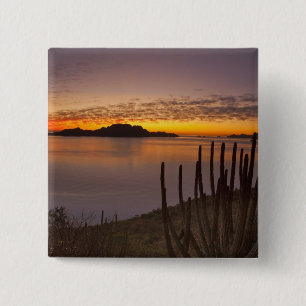 Badge Carré 5 Cm Le lever de soleil sur Isla Danzante dans le golfe