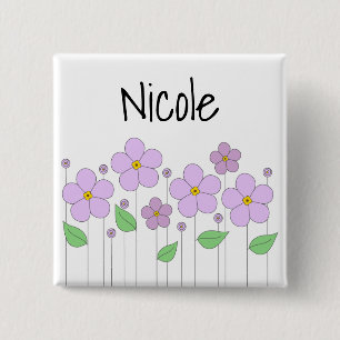 Badge Carré 5 Cm Le lilas fleurit le bouton