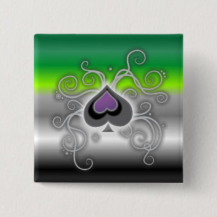 Badge Carré 5 Cm Le logo de pelle d'as de drapeau de l'aro de