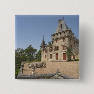 Badge Carré 5 Cm Le magnifique Château de Pressac et jardin