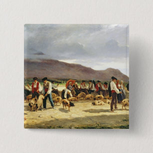 Badge Carré 5 Cm Le marché de porc, 1875