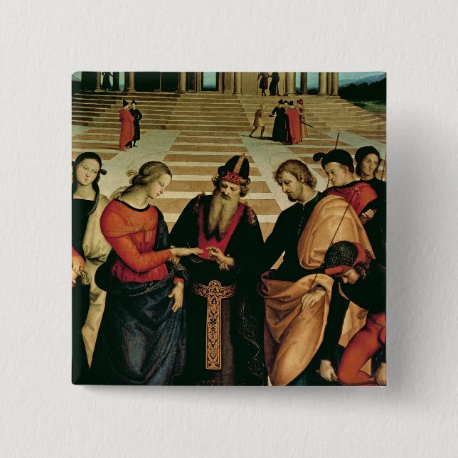 Badge Carré 5 Cm Le mariage de la Vierge, 1504 (Devant)