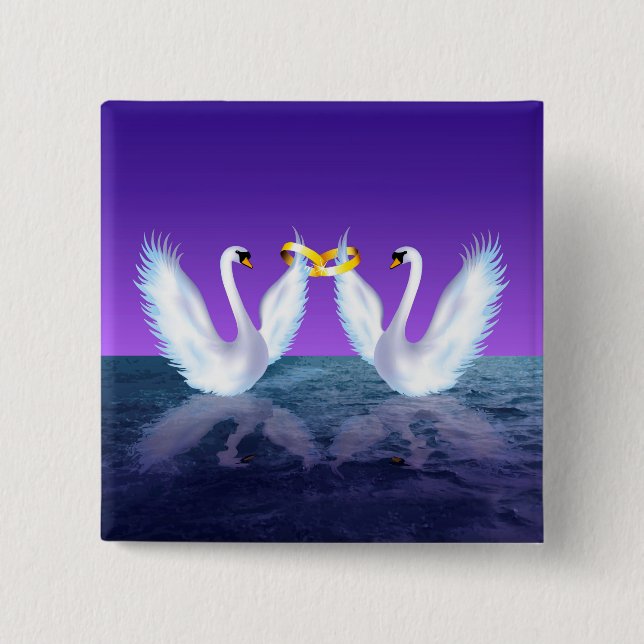 Badge Carré 5 Cm Le Mariage de Swan (Devant)