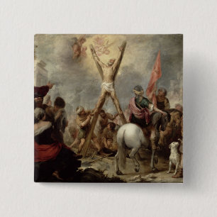 Badge Carré 5 Cm Le martyre de St Andrew, 1675-82 (huile sur le