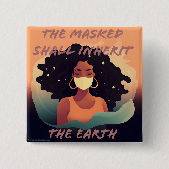 Badge Carré 5 Cm le masqué hérite du bouton terre (Devant)