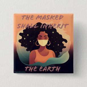 Badge Carré 5 Cm le masqué hérite du bouton terre