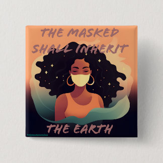 Badge Carré 5 Cm le masqué hérite du bouton terre
