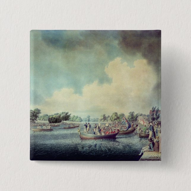 Badge Carré 5 Cm Le match d'aviron à Richmond (Devant)