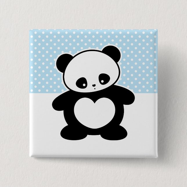 Badge Carré 5 Cm Le meilleur d'aujourd'hui ! Panda Kawaii (Devant)