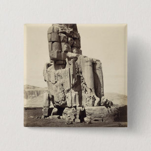 Badge Carré 5 Cm "Le Memnon vocal", statue colossale d'Amenhotep I
