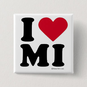 BADGE CARRÉ 5 CM LE MICHIGAN - "J'AIME" DE MI/"J'AIME" DU