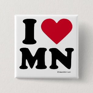 BADGE CARRÉ 5 CM LE MINNESOTA - "J'AIME LE MANGANÈSE" "QUE J'AIME