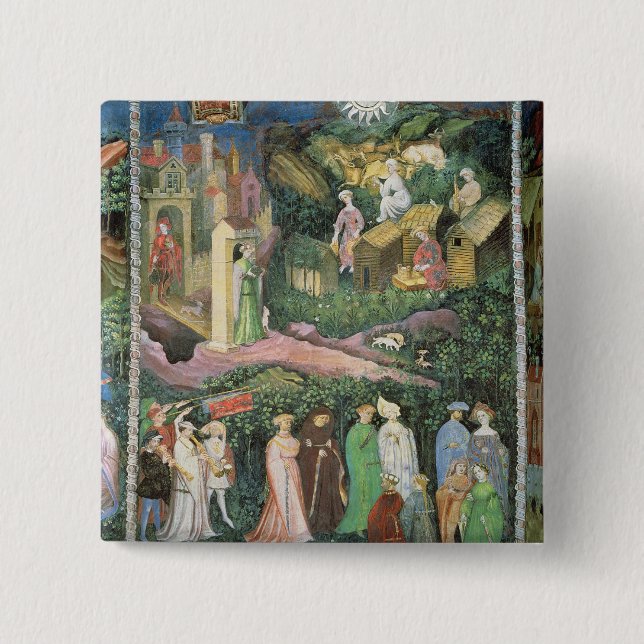 Badge Carré 5 Cm Le mois de juin, c.1400 (Devant)