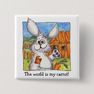 Badge Carré 5 Cm Le monde est mon Pin de revers de lapin de carotte