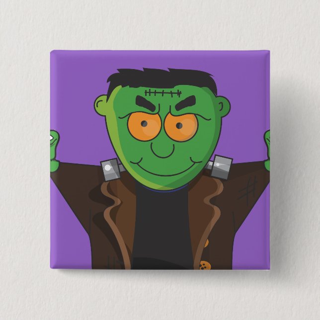 Badge Carré 5 Cm Le monstre de Frankenstein (Devant)