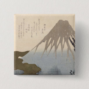 Badge Carré 5 Cm Le mont Fuji sous la neige