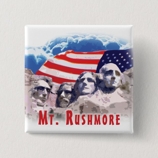 Badge Carré 5 Cm Le mont Rushmore (Devant)