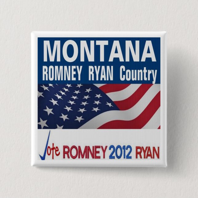 Badge Carré 5 Cm Le MONTANA est bouton de pays de Romney Ryan (Devant)