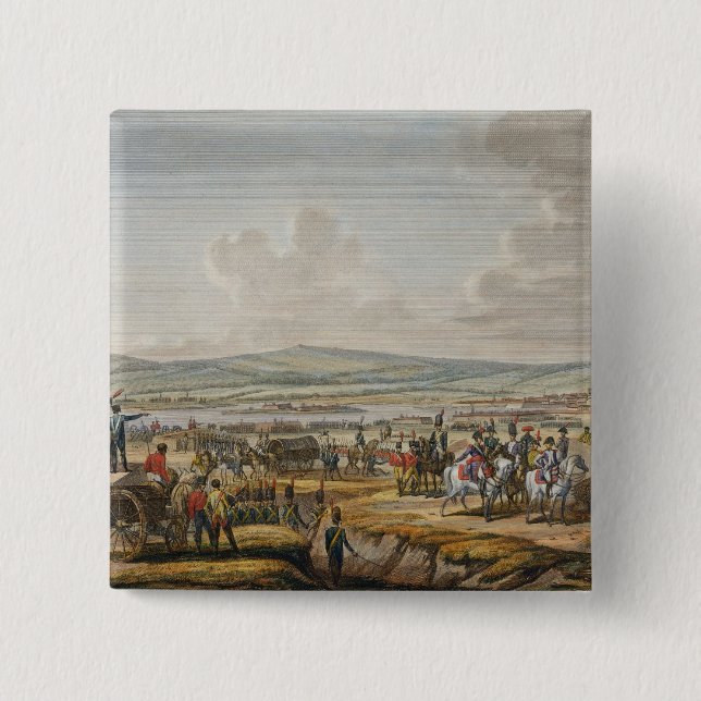 Badge Carré 5 Cm Le napoléon visitant le siège fonctionne à Danzig (Devant)