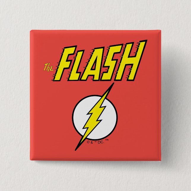 Badge Carré 5 Cm Le nom Flash et logo d'éclair (Devant)
